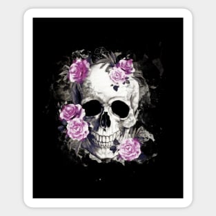 Sage Tribe floral Skull With purple roses Sticker